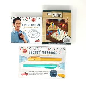 New Bundle Gag Gifts Eyeglasses Secret Message Pens Wood Games Basket Stuffers
